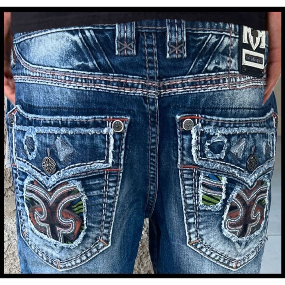 Rock Revival Sunburst  A202 Alt Straight Jeans Size 40w 32"Inseam R3616…